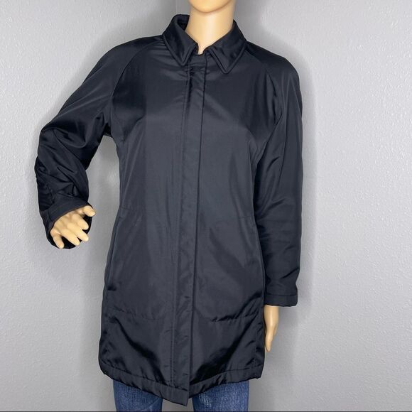 Gallery Black Collared Jacket With Slotted Pockets Leopard Print Lining sz PP - Picture 1 of 15